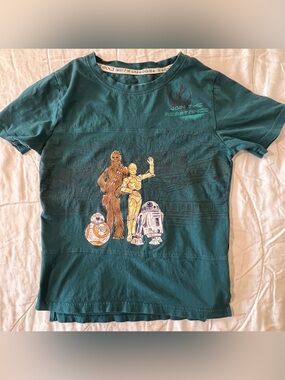Disney Star Wars Teal Kids T‑Shirt with Chewbacca, C-3PO, R2-D2 & BB-8